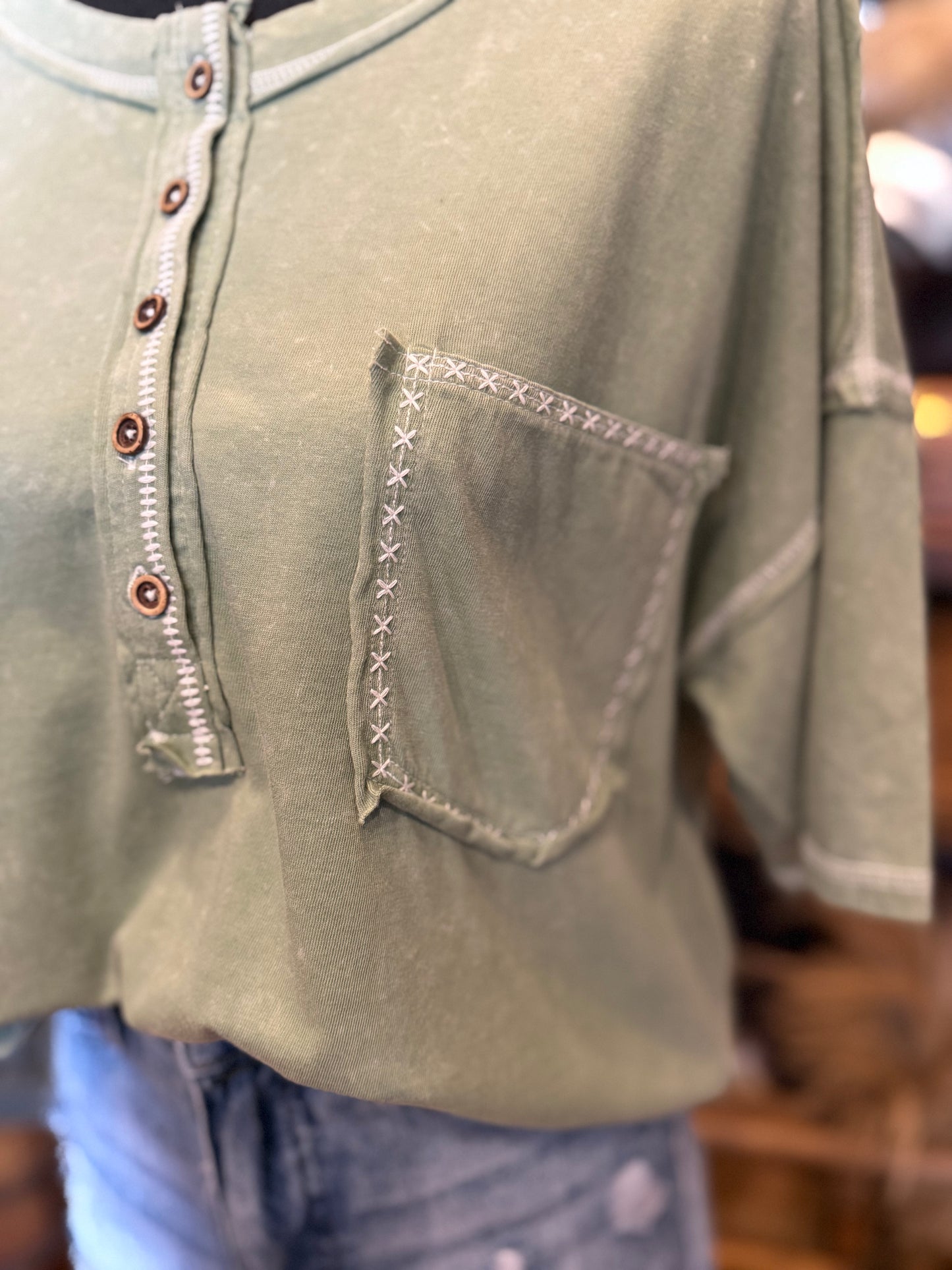 Olive Coastline – Knit Top