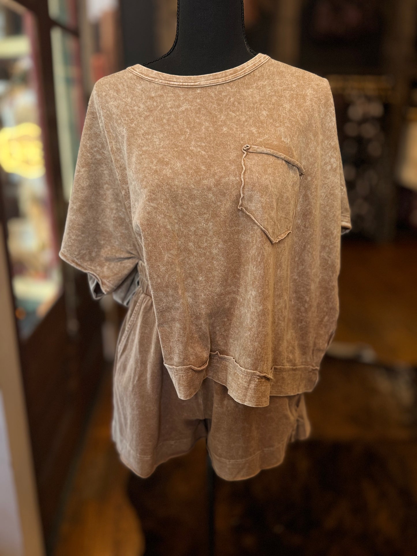 Comfy Season – Brown Acid Wash Set
