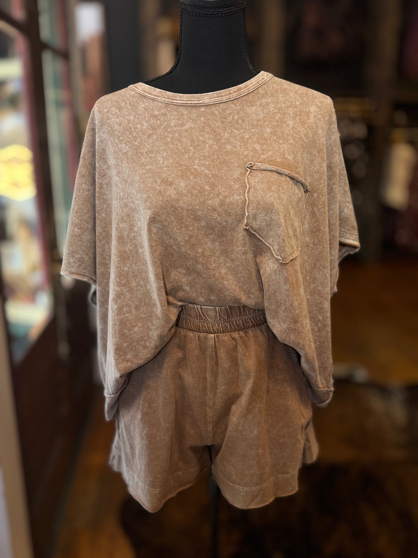 Comfy Season – Brown Acid Wash Set