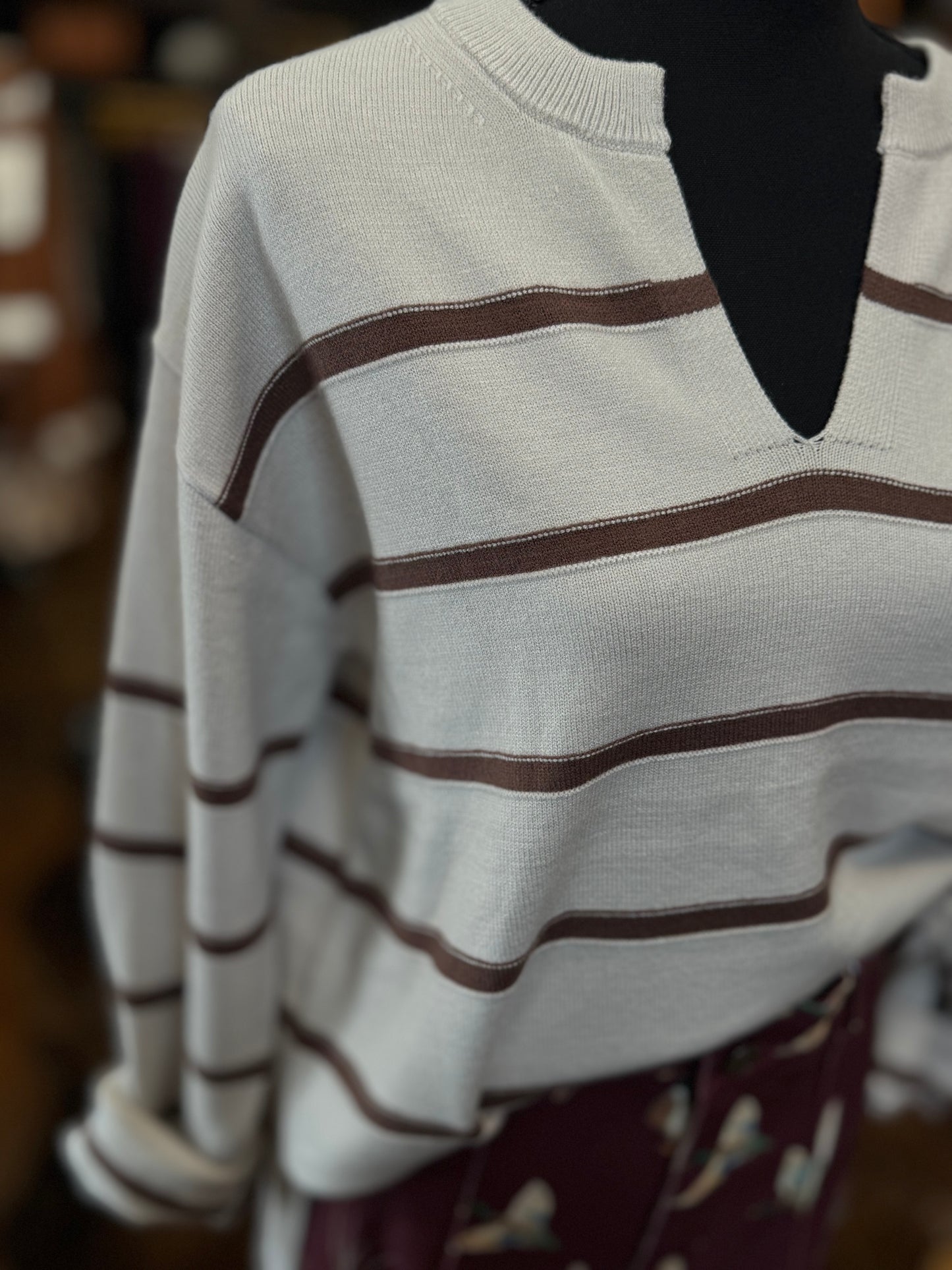 Crisp Fall Morning – Ivory Stripe Sweater