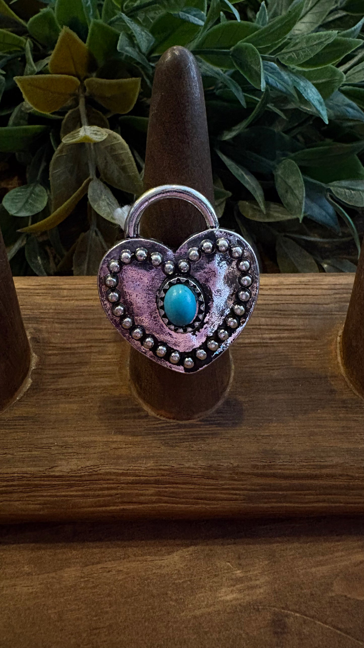 Heart Lock-Turquoise Ring