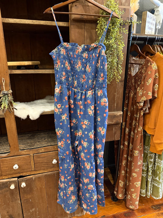 Navy Skies & Petals – Floral Jumpsuit