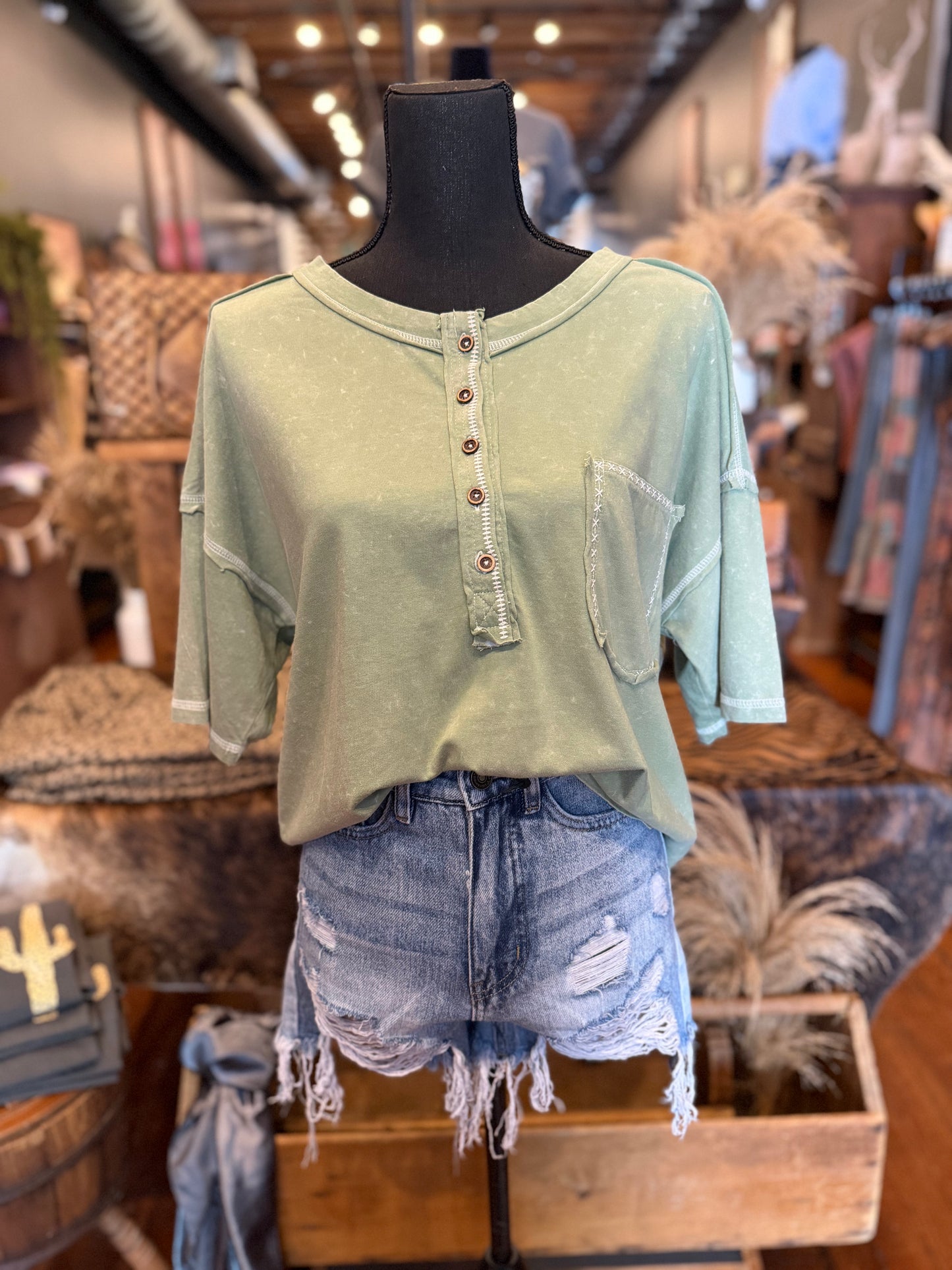 Olive Coastline – Knit Top