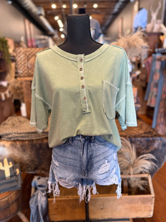 Olive Coastline – Knit Top