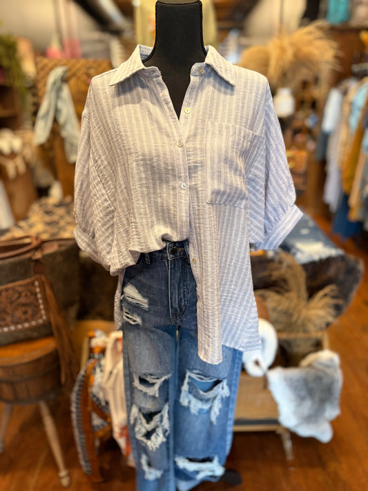 Powder Blue Creek – Stripe Dolman Top