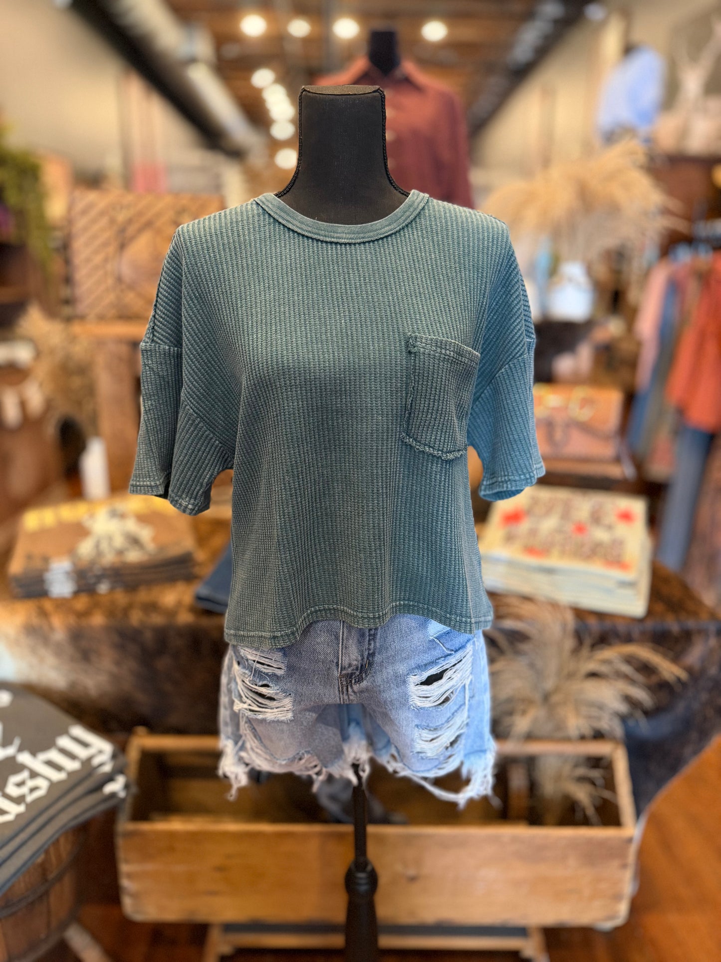 The Daily Knit – Dark Teal Pocket Tee