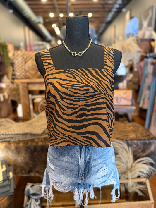 Feral Chic – Tiger Print Square Neck Top