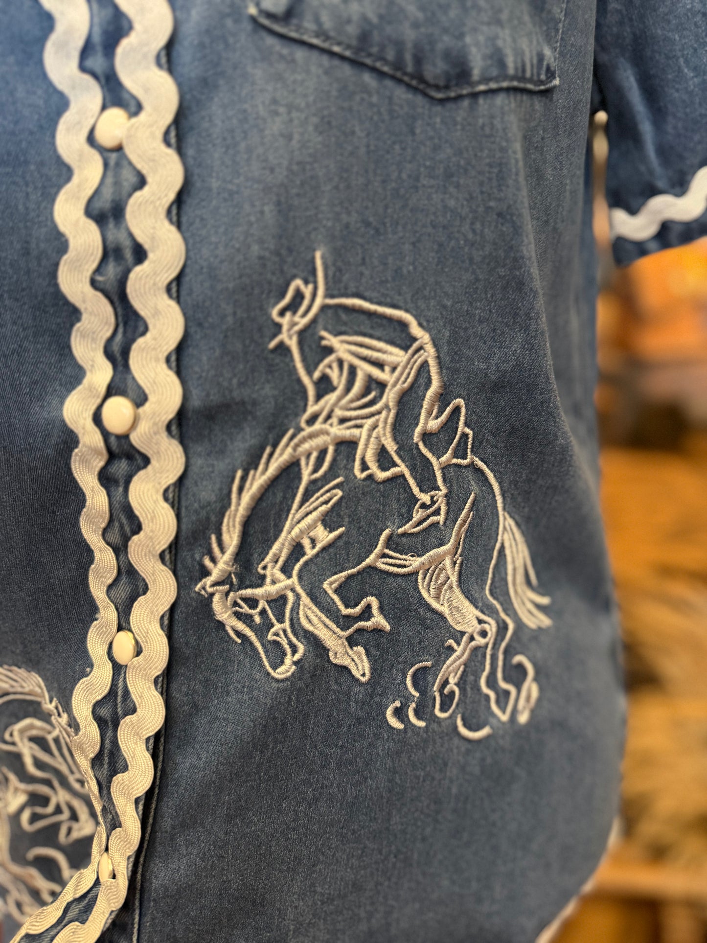 Retro Rodeo – Embroidered Denim Shirt