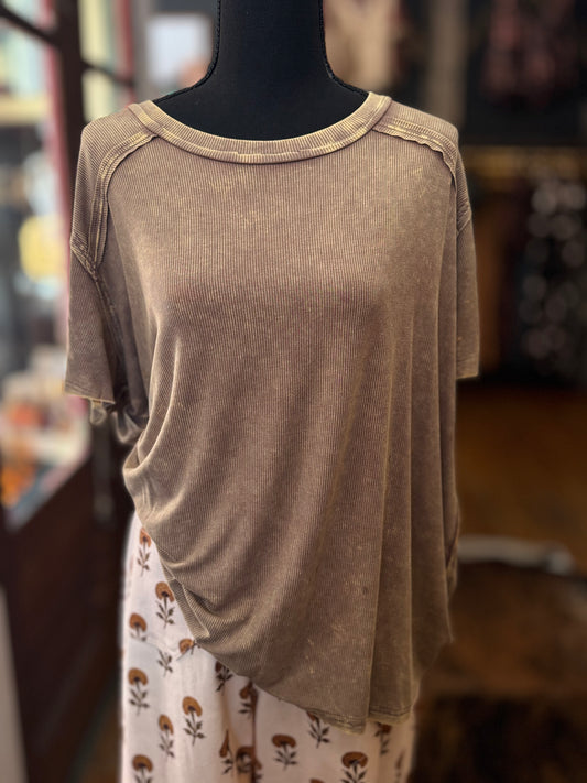 Washed Away – Mocha Acid Wash Top
