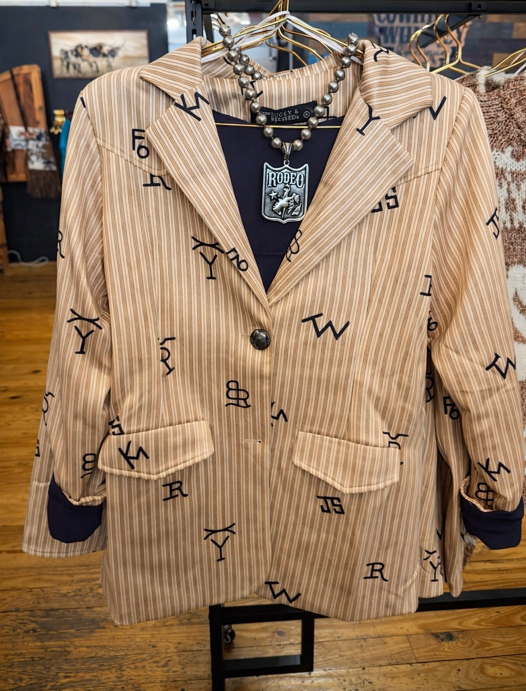 Branded Blazer - Tan & White Coat