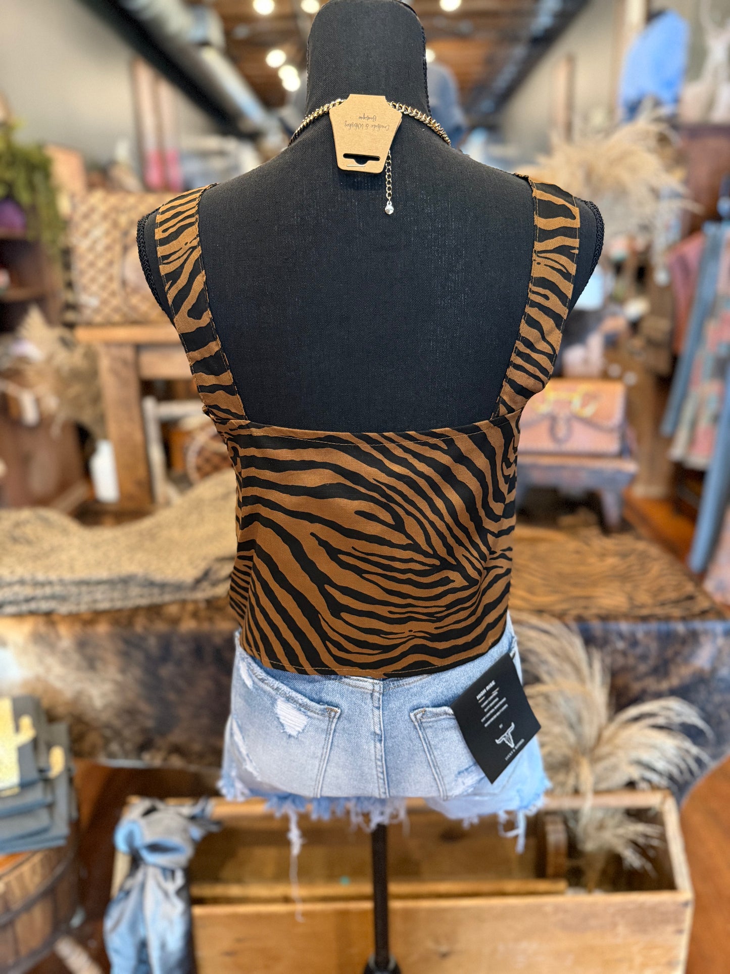 Feral Chic – Tiger Print Square Neck Top