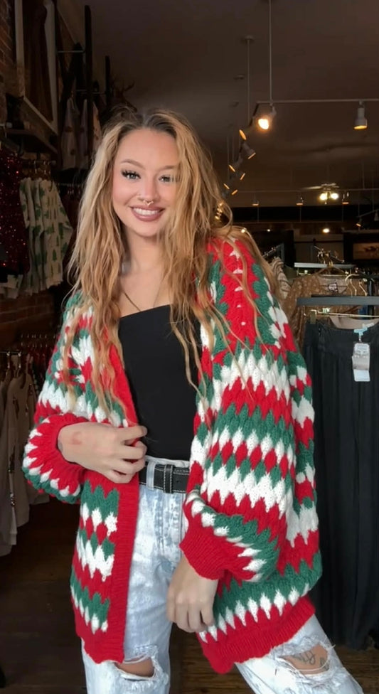Peppermint Pine - Christmas Stripe Cardigan