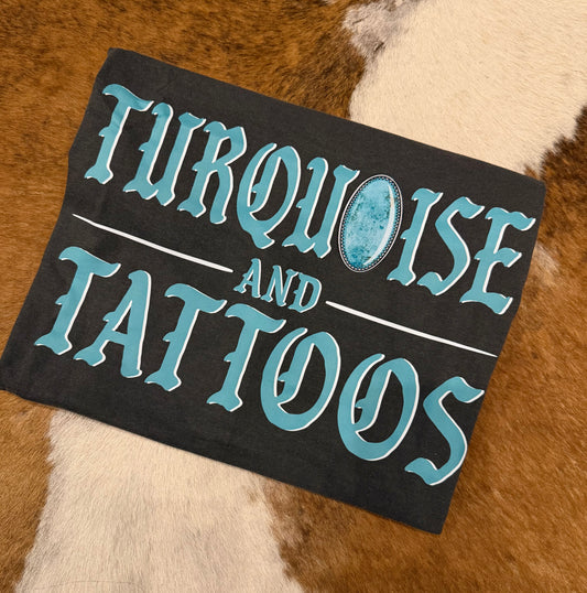Turquoise & Tattoos – Grey Graphic Tee