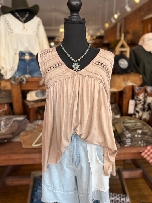Soft Serenade – Taupe Babydoll Top