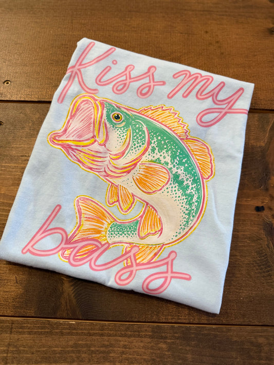Kiss My Bass – Baby Blue Graphic Tee