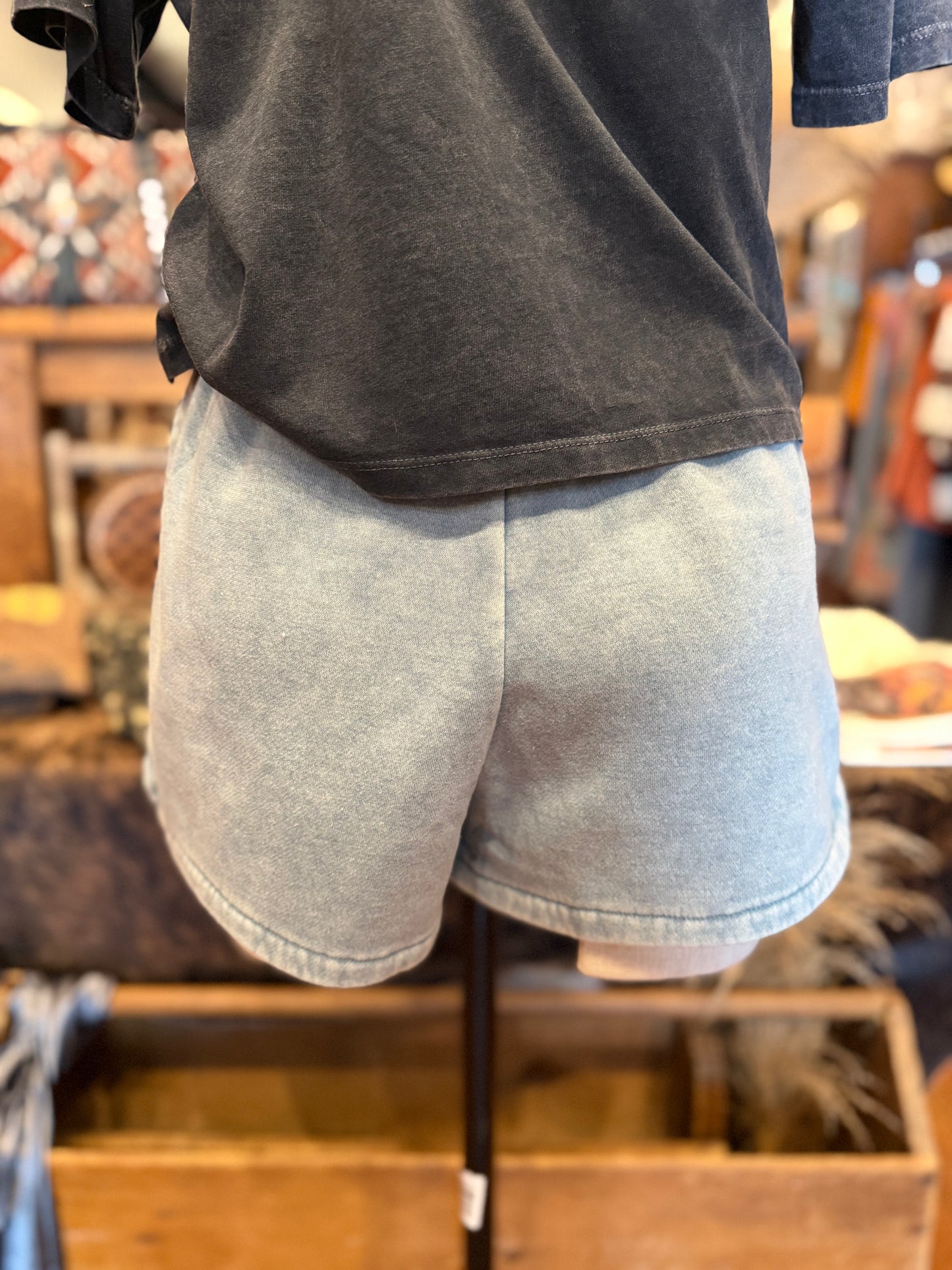 Sweet Escape – Ash Blue Acid Washed Shorts