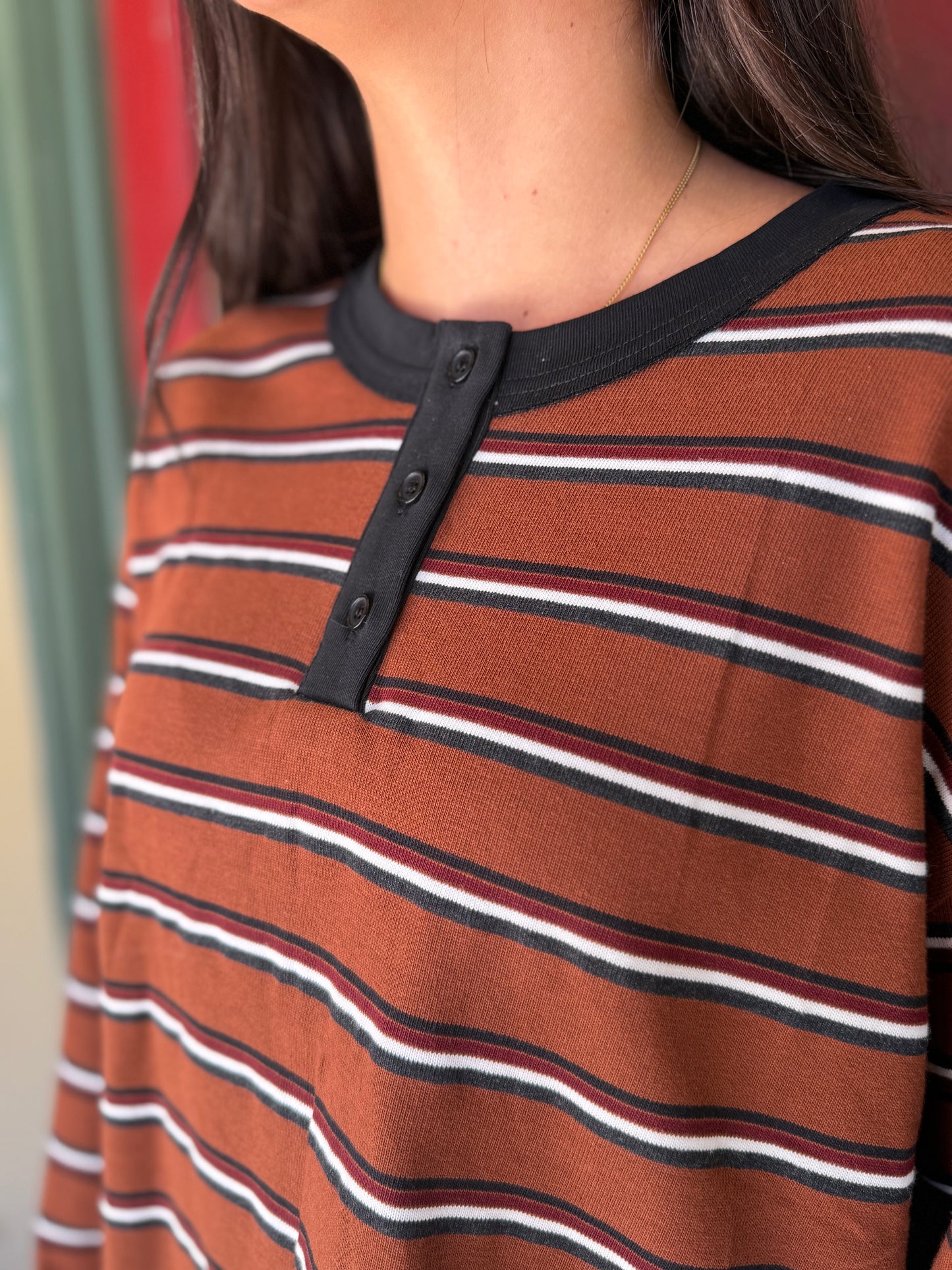 Cider Season – Striped Henley Top