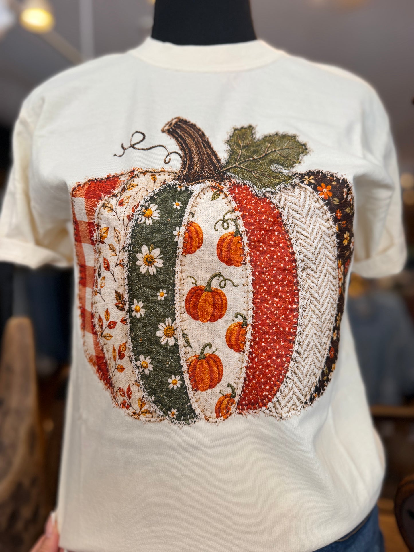 Patchwork Pumpkin - Ivory Graphic Tee
