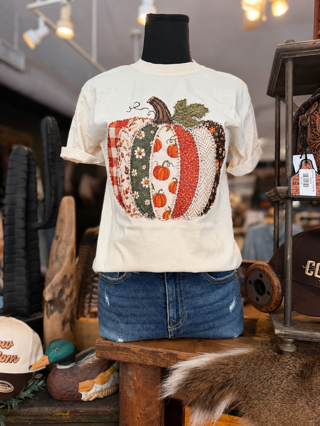 Patchwork Pumpkin - Ivory Graphic Tee