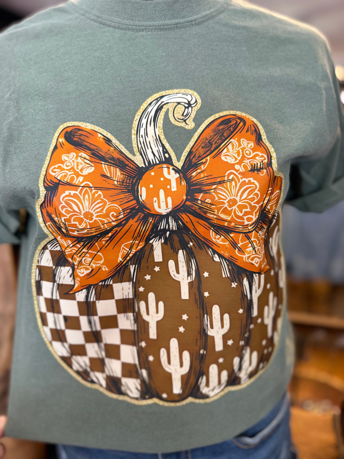 Cactus Pumpkin - Olive Graphic Tee