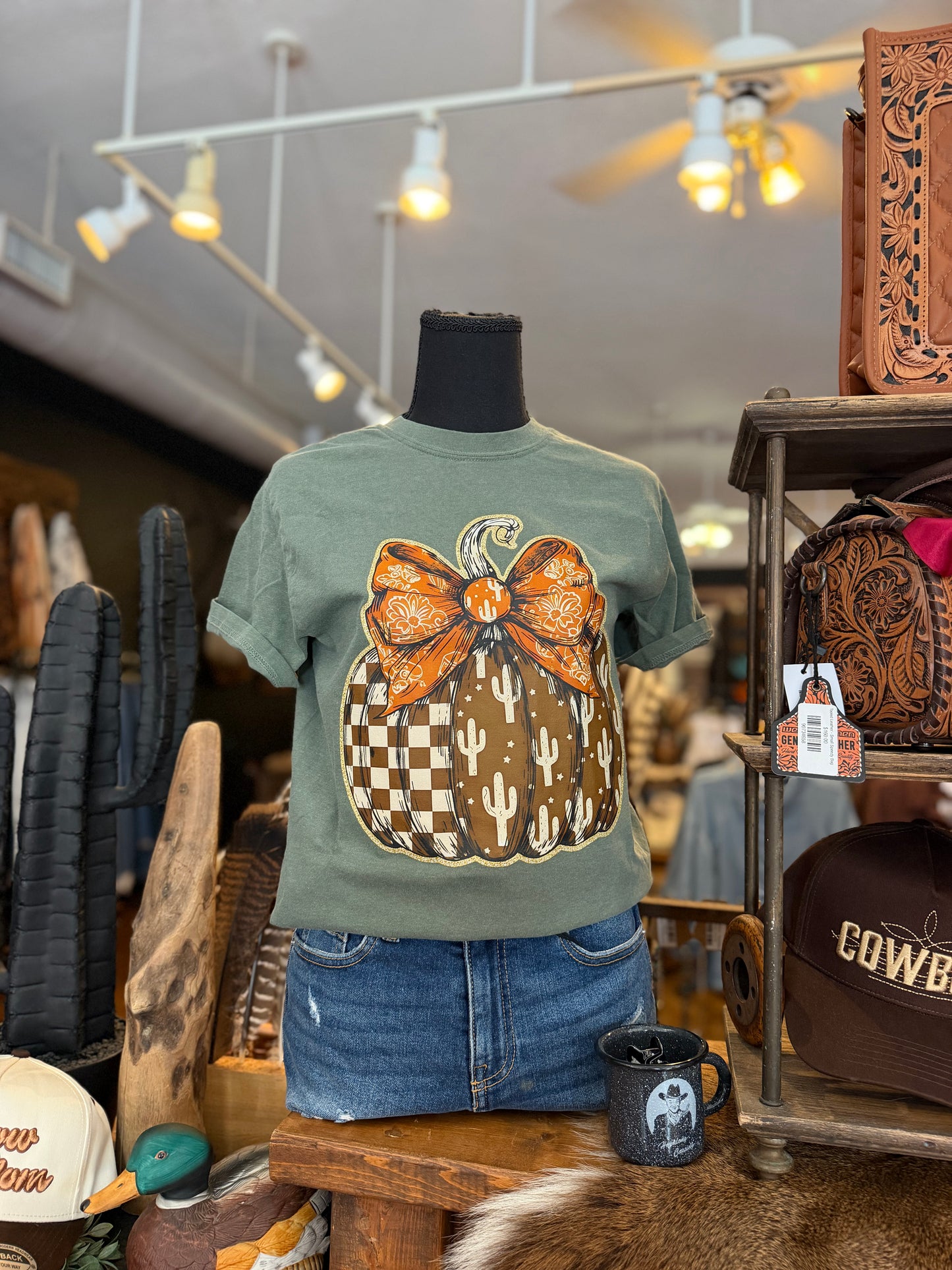 Cactus Pumpkin - Olive Graphic Tee