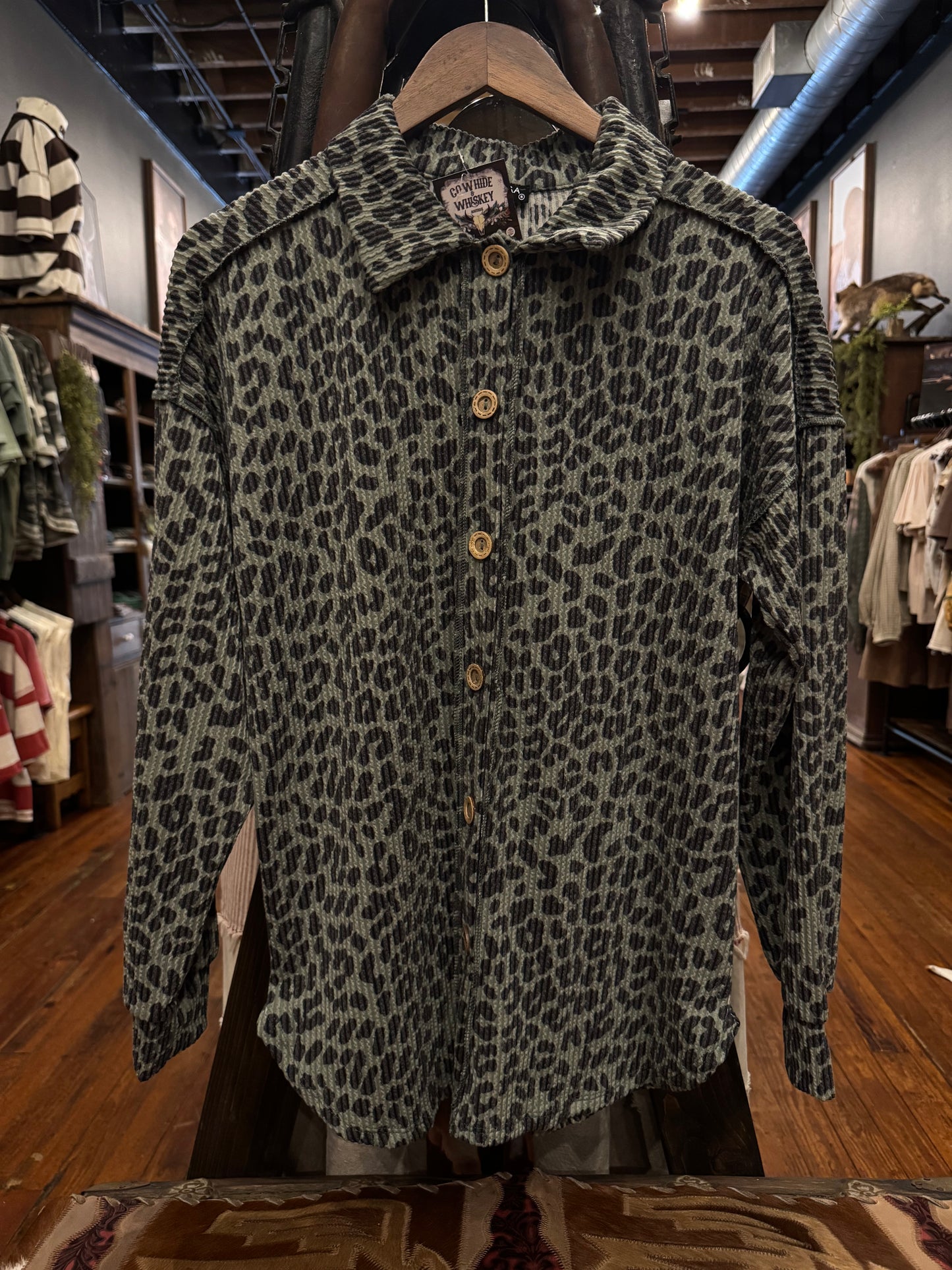 Wild Woods – Olive Leopard Shacket