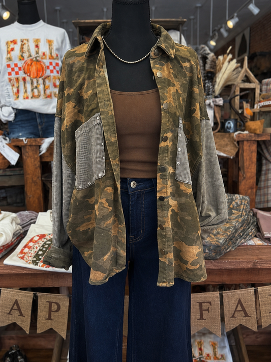 Vintage Outfitters – Olive Camo Shacket