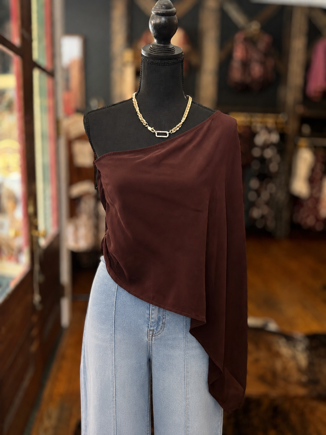 Rustic Veil - Brown Cape Tube Top