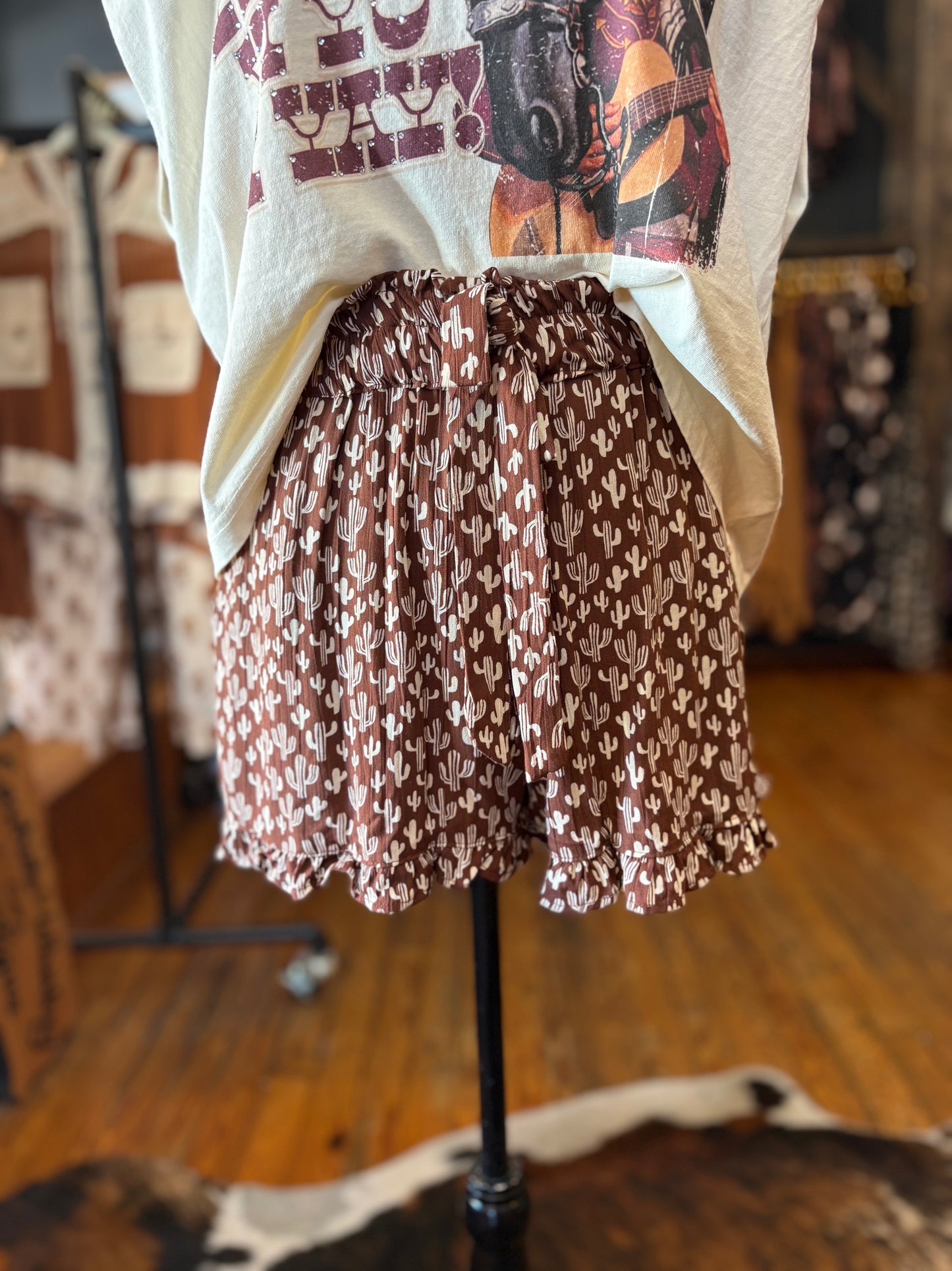 Kiss My Cactus – Brown Shorts