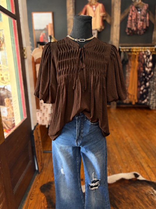 Cocoa Crush – Bubble Sleeve Top
