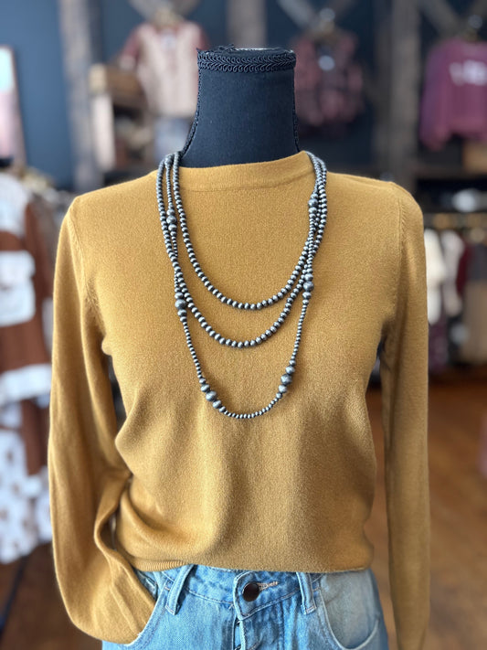 Timeless Comfort – Mustard Soft Knit Sweater