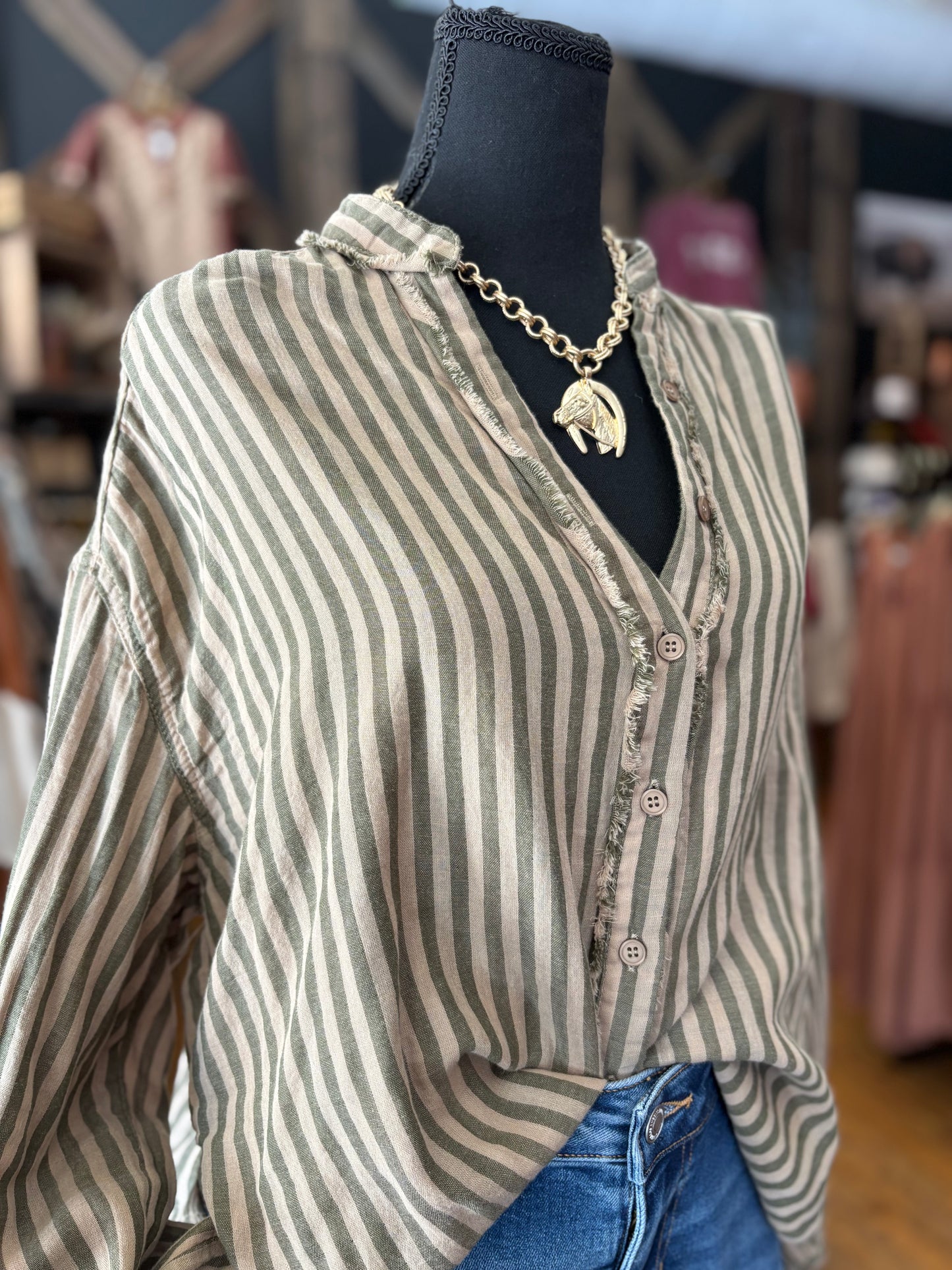 Olive & Oak – Stripe Button Down Top