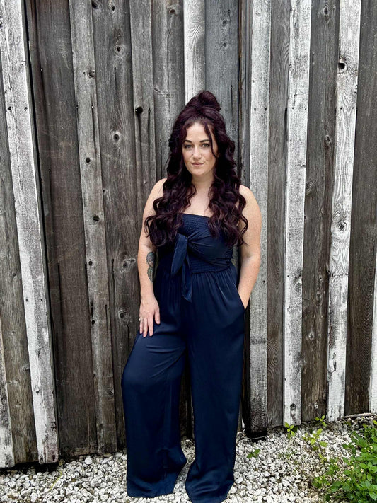 Midnight Satin - Navy Jumpsuit