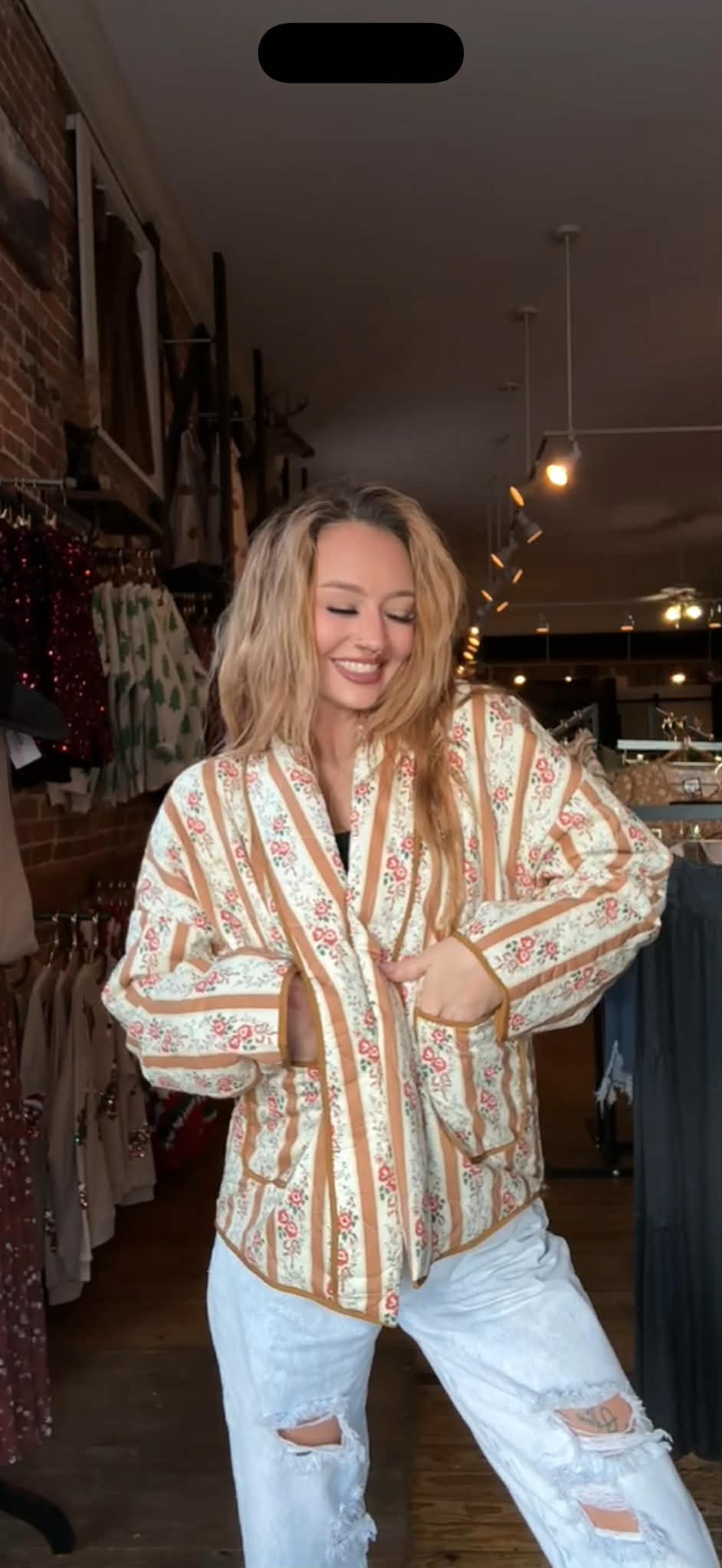 Petal Parlor – Camel Floral Quilt Jacket