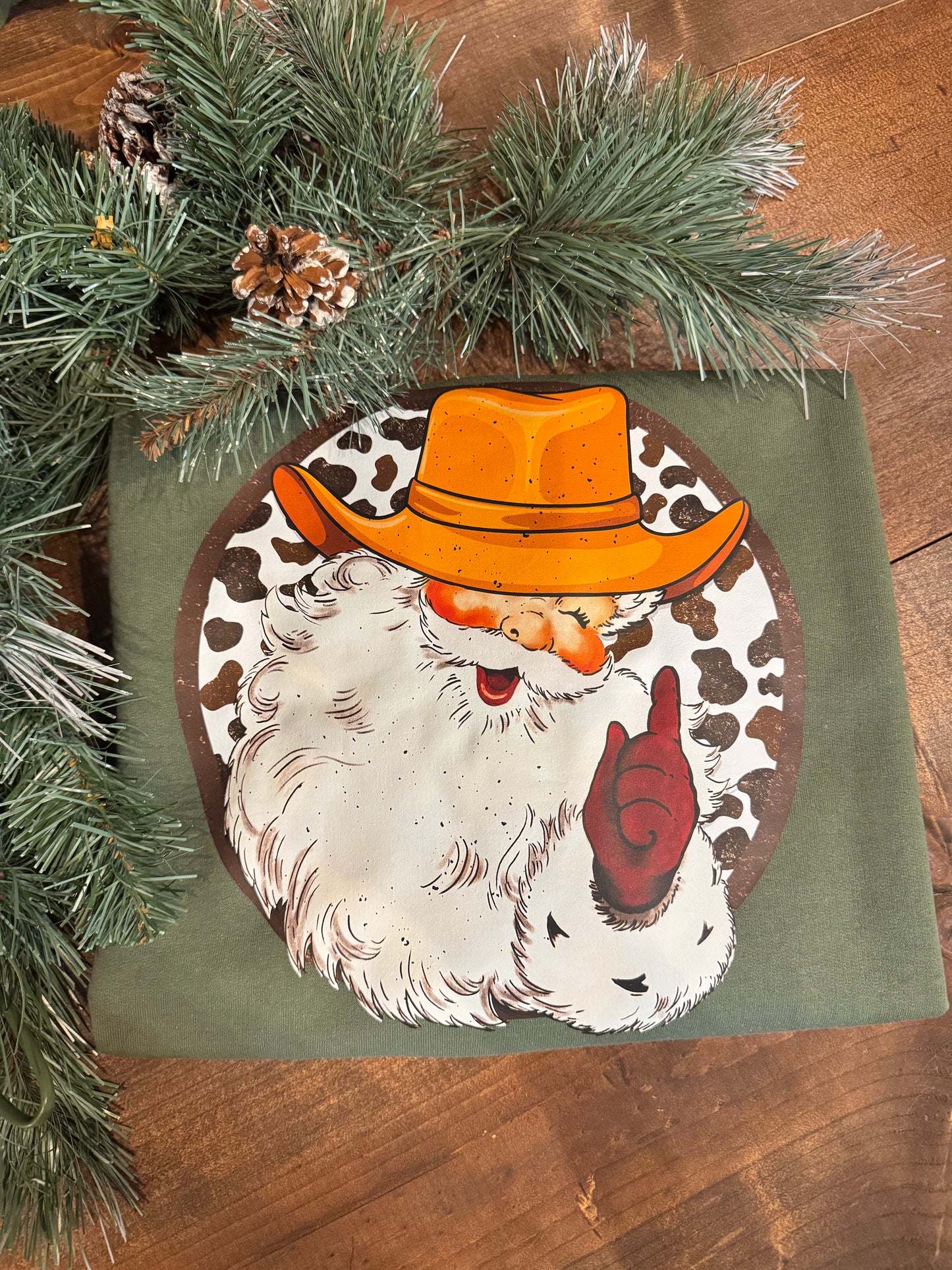 Cowboy Santa - Olive Sweatshirt