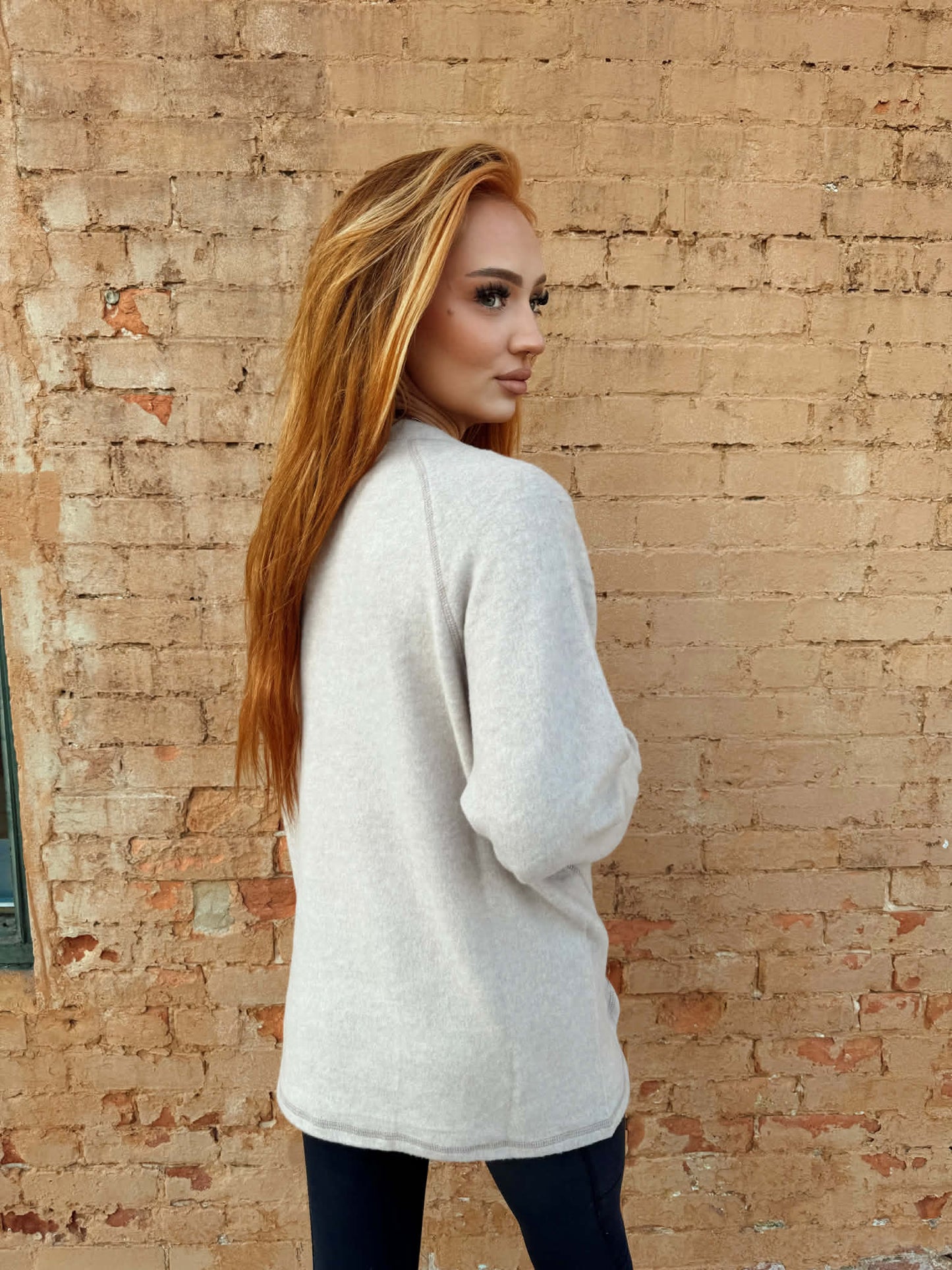 Oversized Henley Sweater - Ash Mocha *Door Buster*