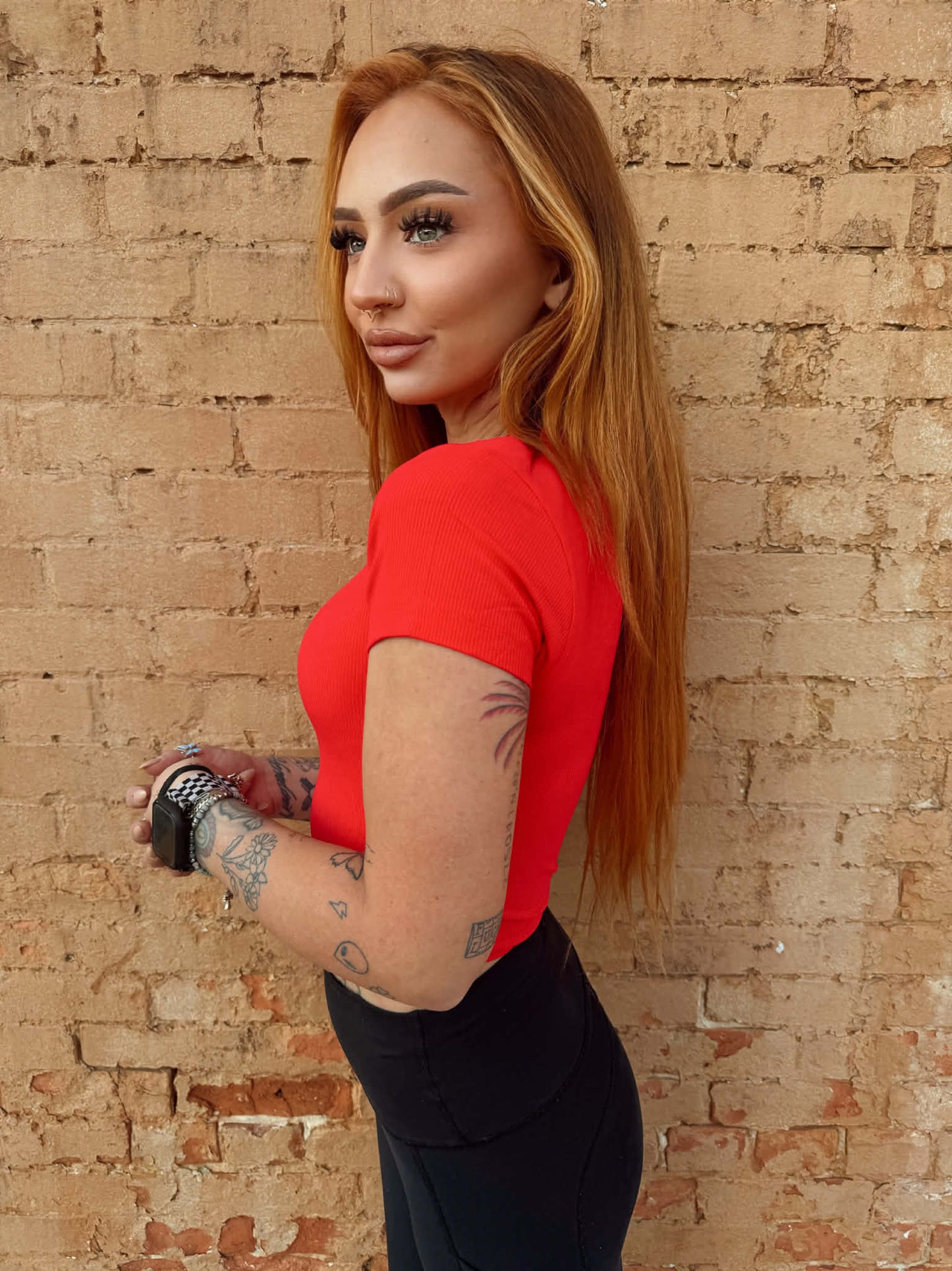 Baby Ribbed Crop Top - Red *Door Buster*