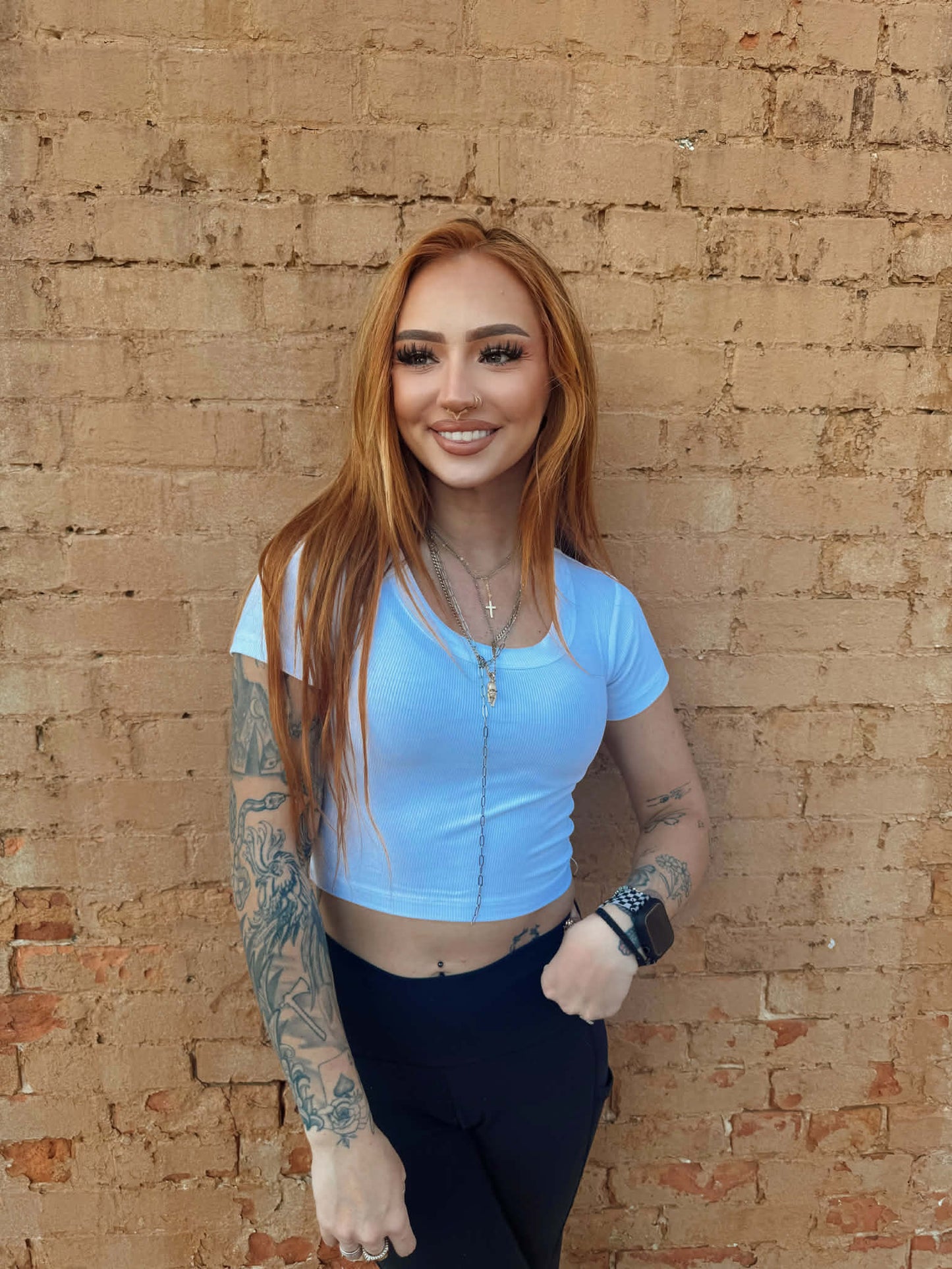 Baby Ribbed Crop Top - White *Door Buster*