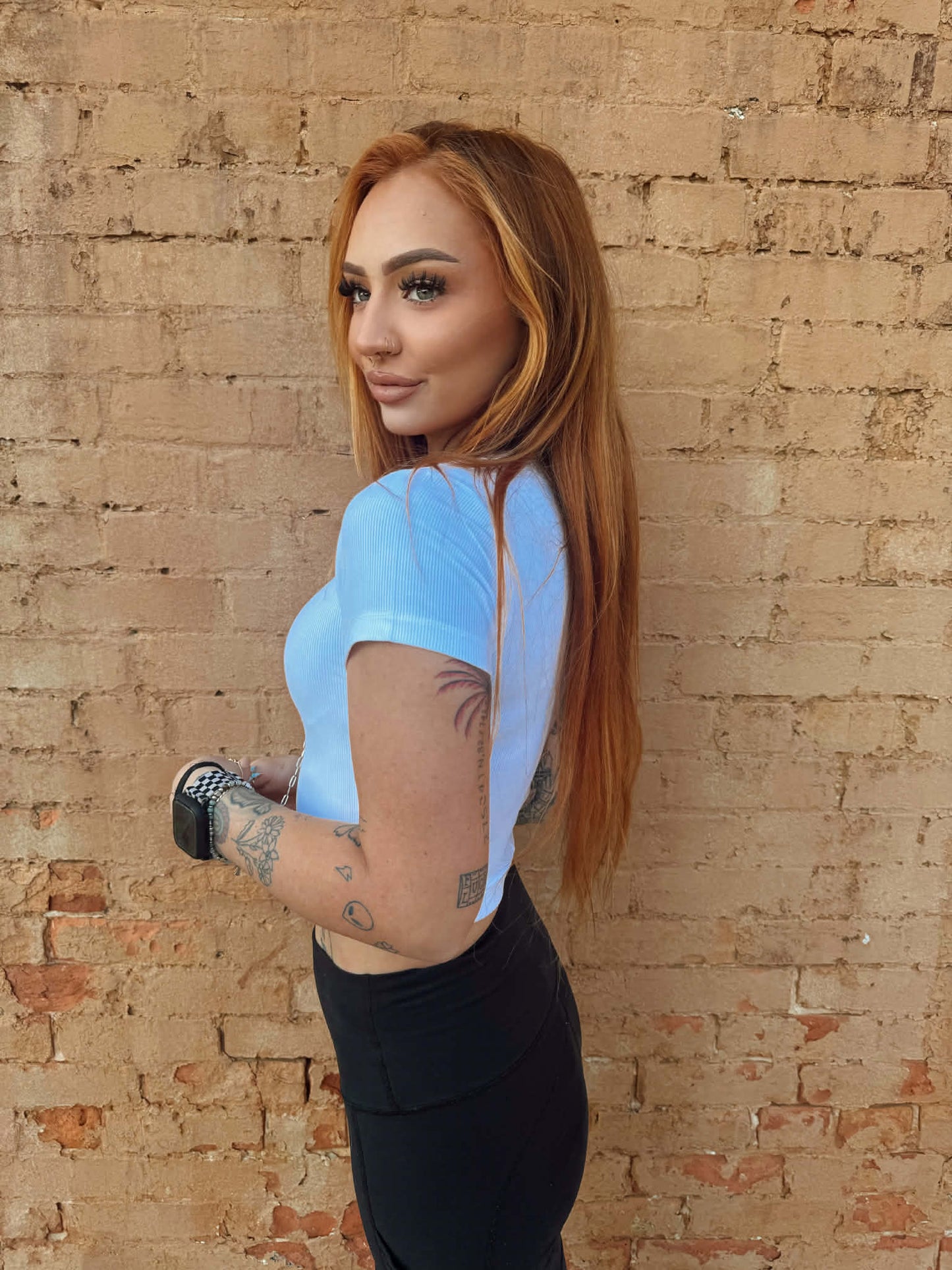 Baby Ribbed Crop Top - White *Door Buster*