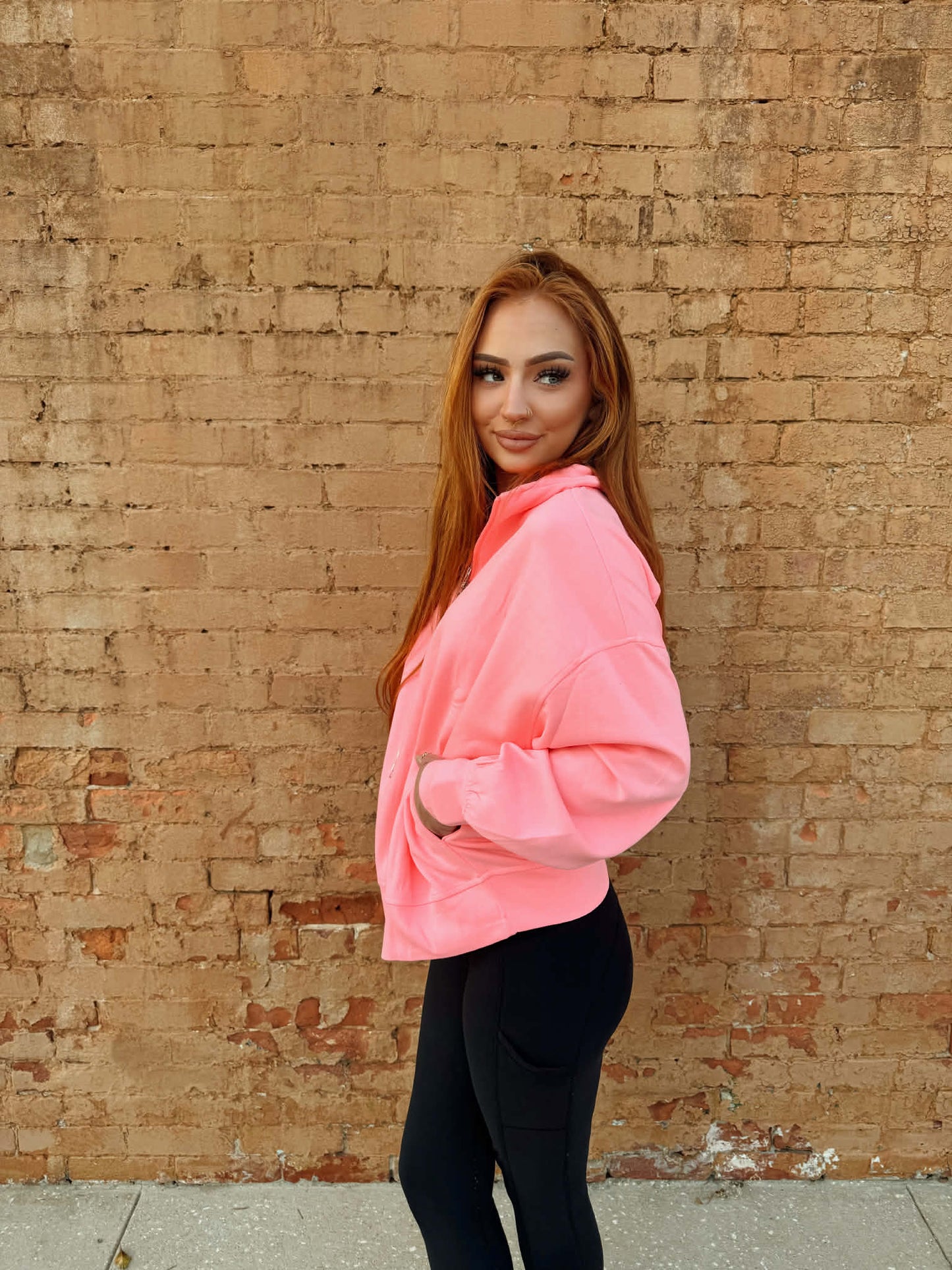 Scuba Half Zip Pullover - Neon Pink *Door Buster*