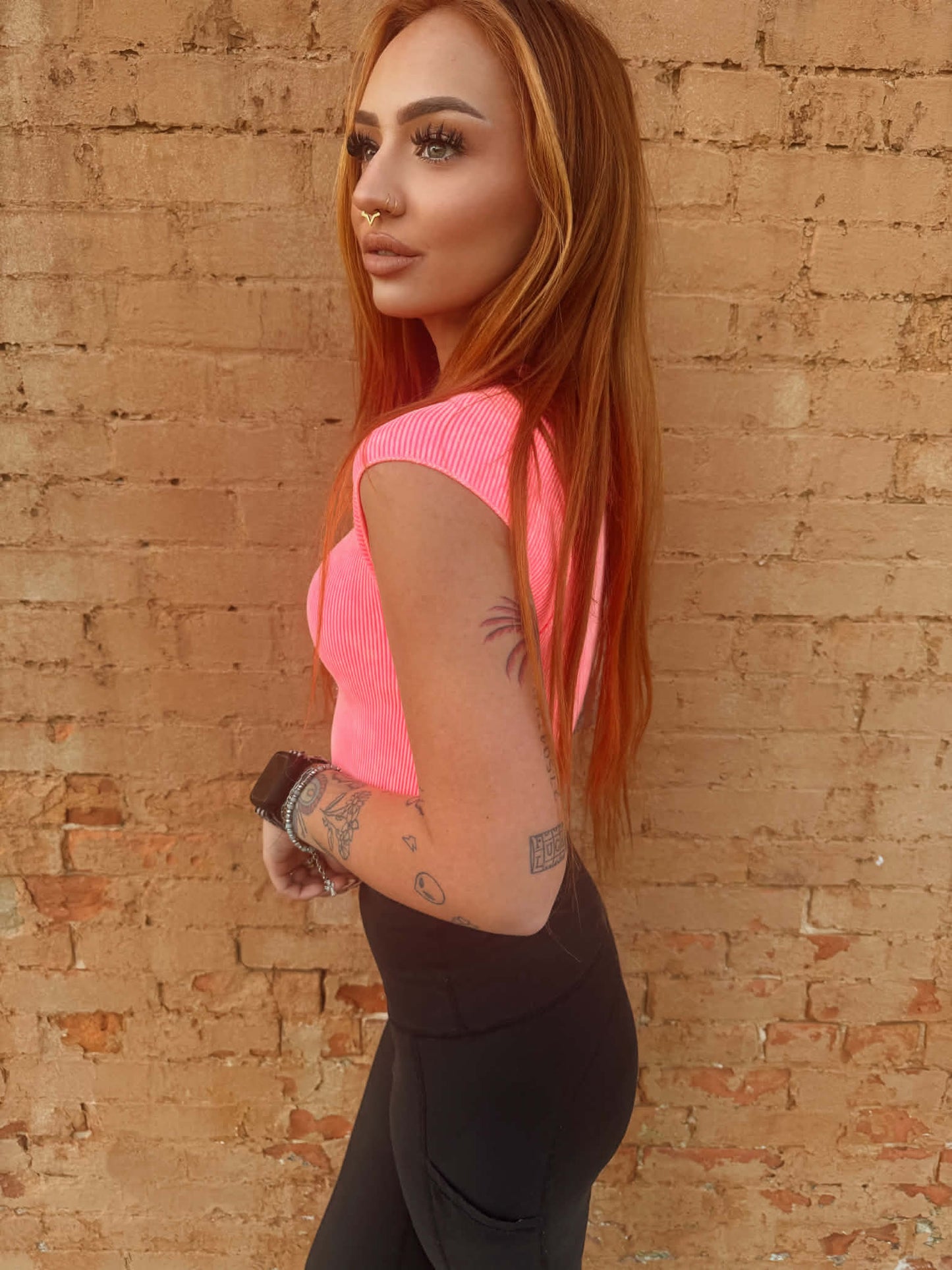 Acid Washed Ribbed - Neon Pink Crop Top *Door Buster*