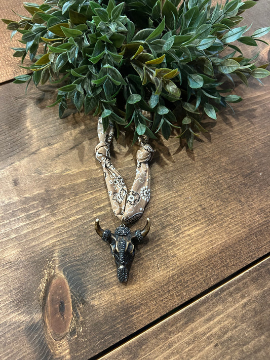 Bandana Bull - Tan Scarf Necklace
