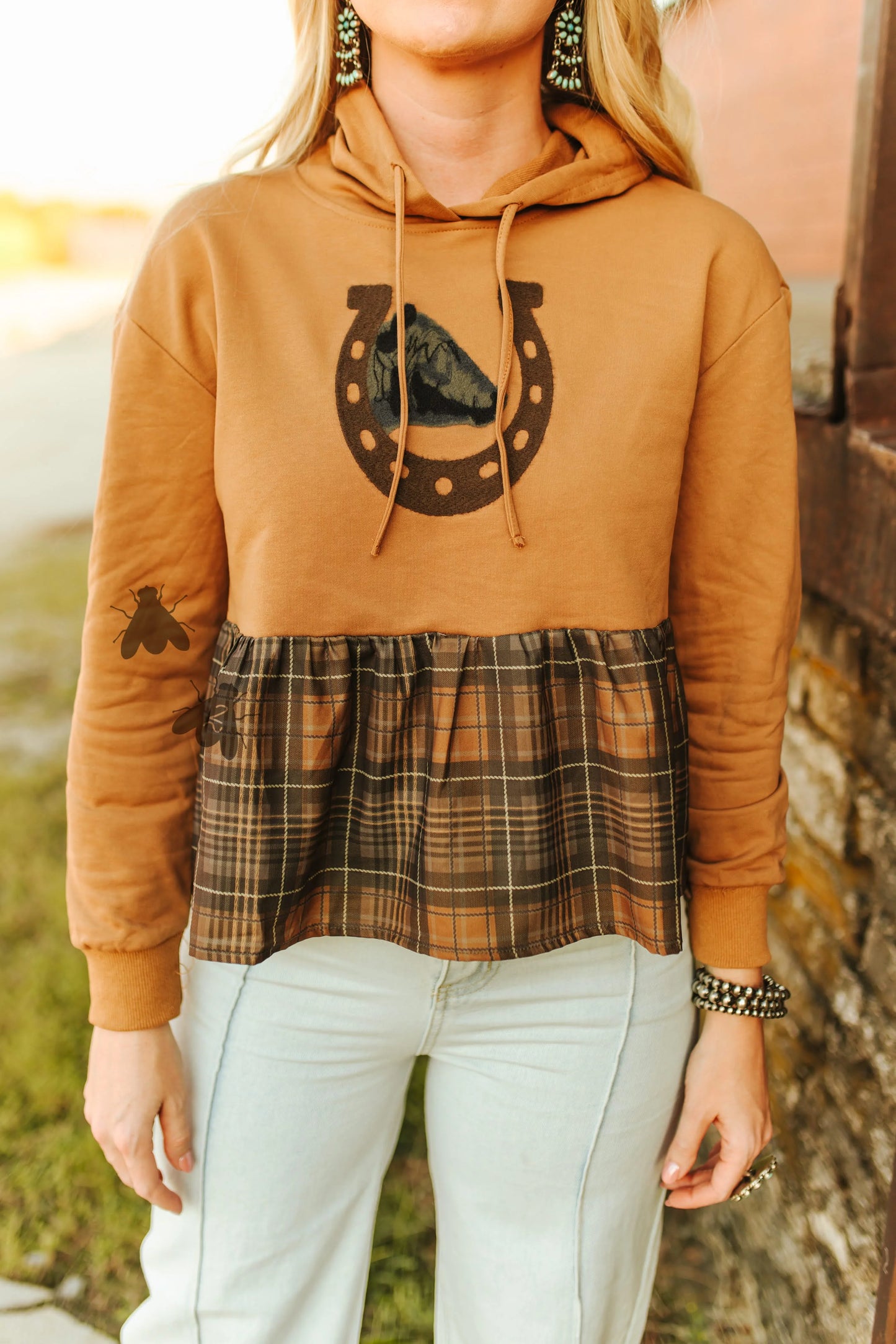 Stockyard Split – Mixed Plaid Hoodie