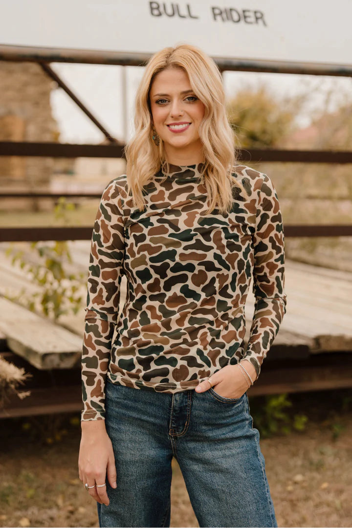 Hidden Marsh - Camo Mesh Top