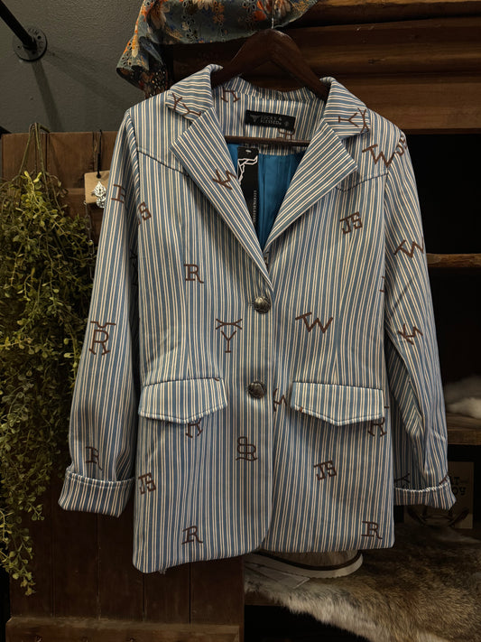 Branded Blazer - Blue & White Coat