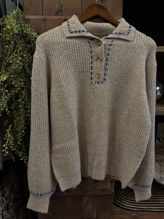 Whip Stitch - Tan Sweater