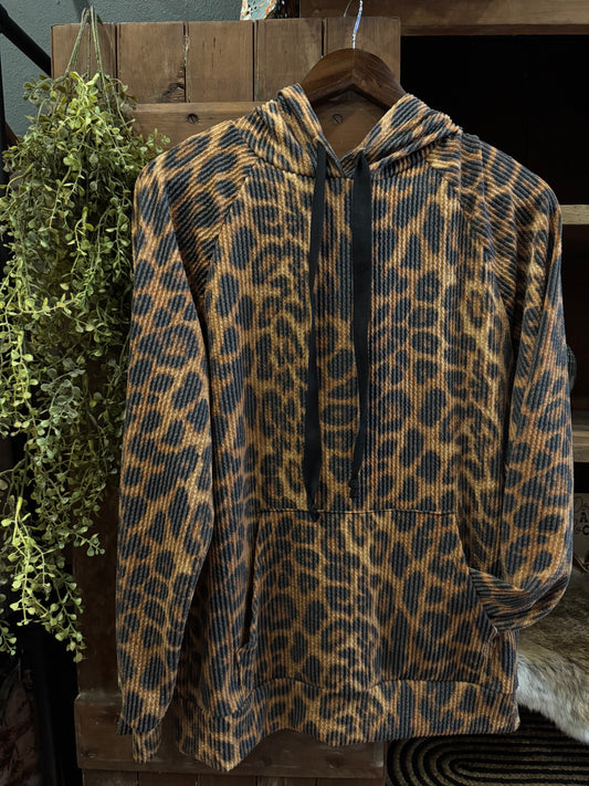 Saddleback Leopard- Hooded Pullover