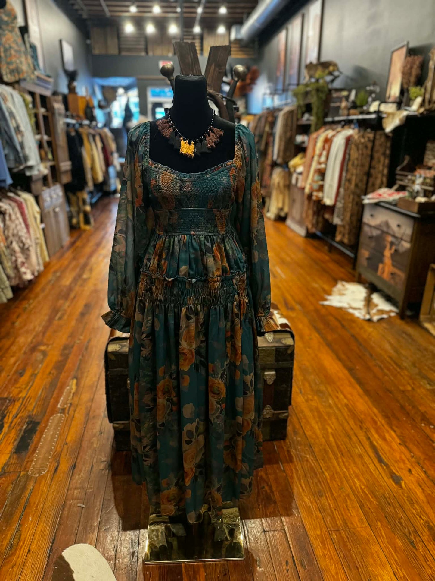 Forest Bloom- Green Floral Dress