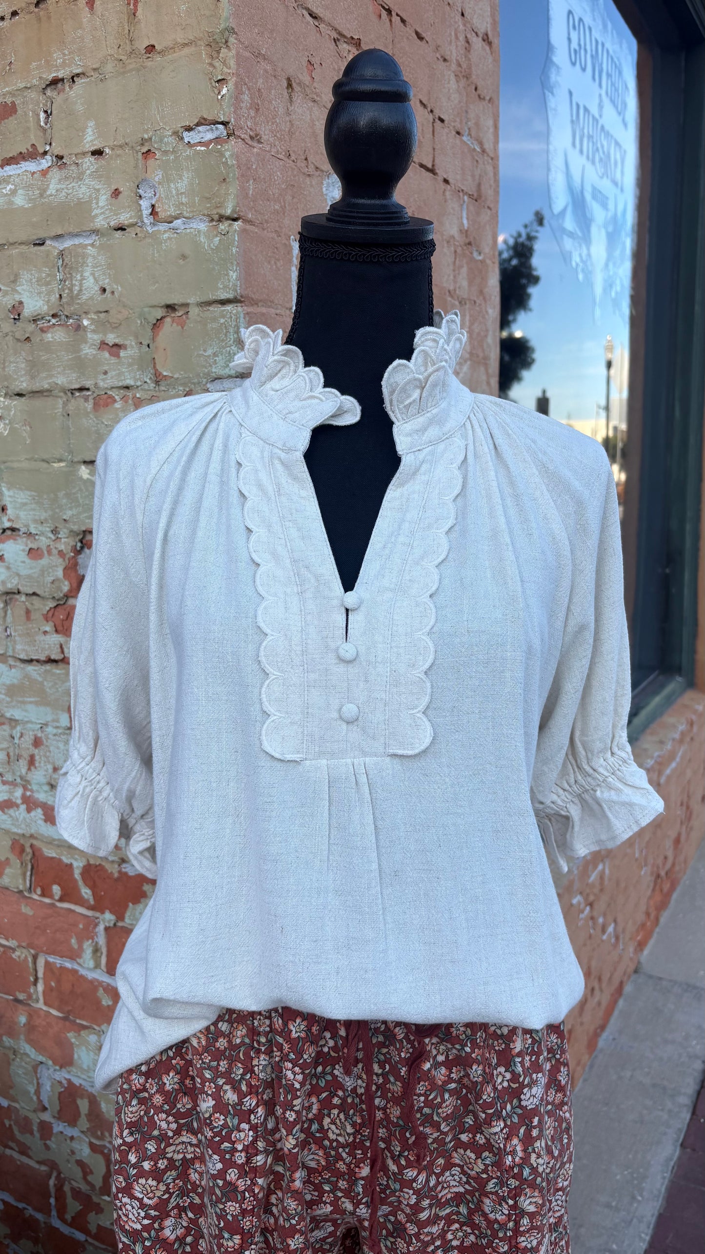 Cottage Morning – Ivory Scallop Top