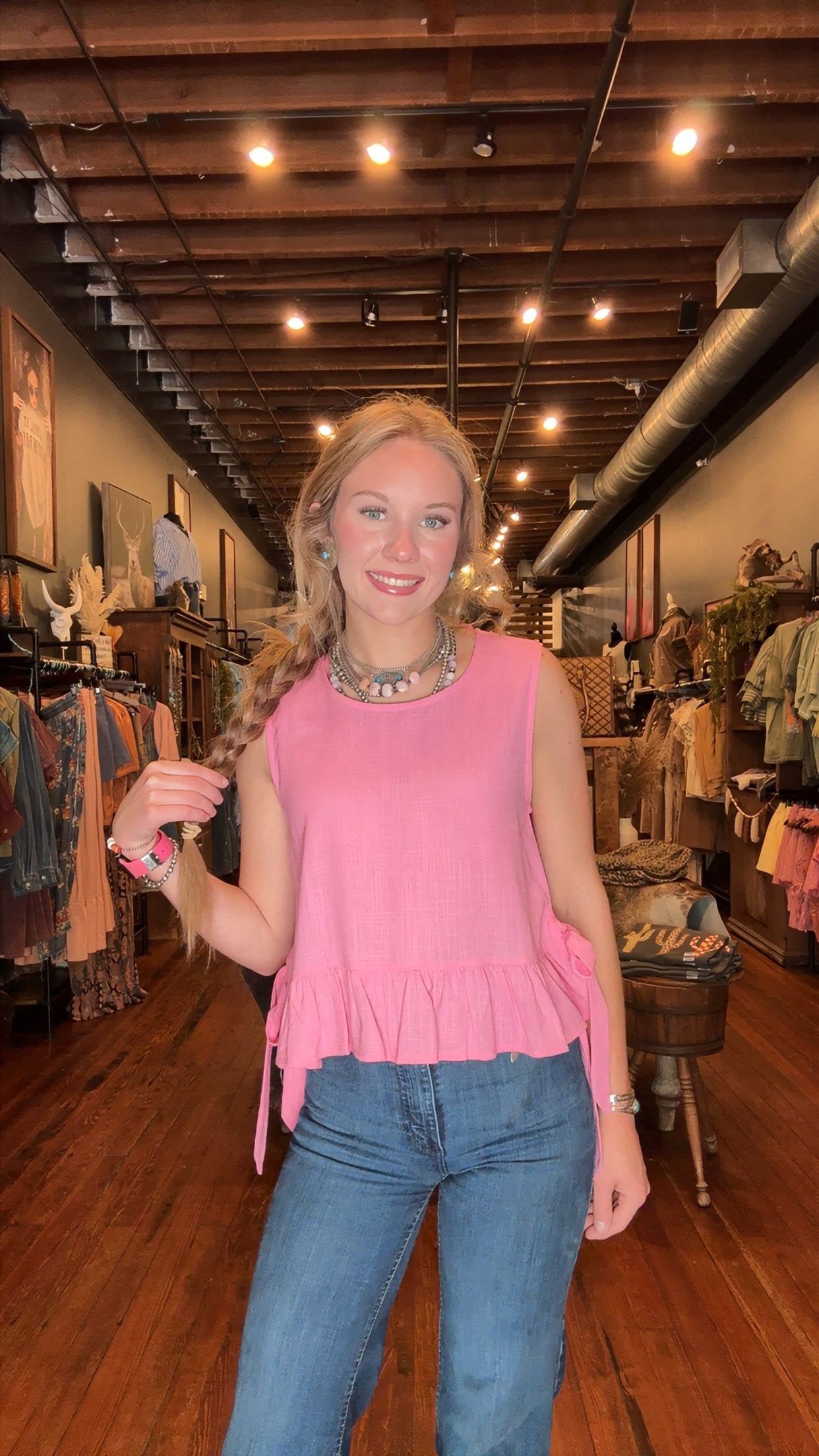 Southern Belle – Pink Bow Side Tank